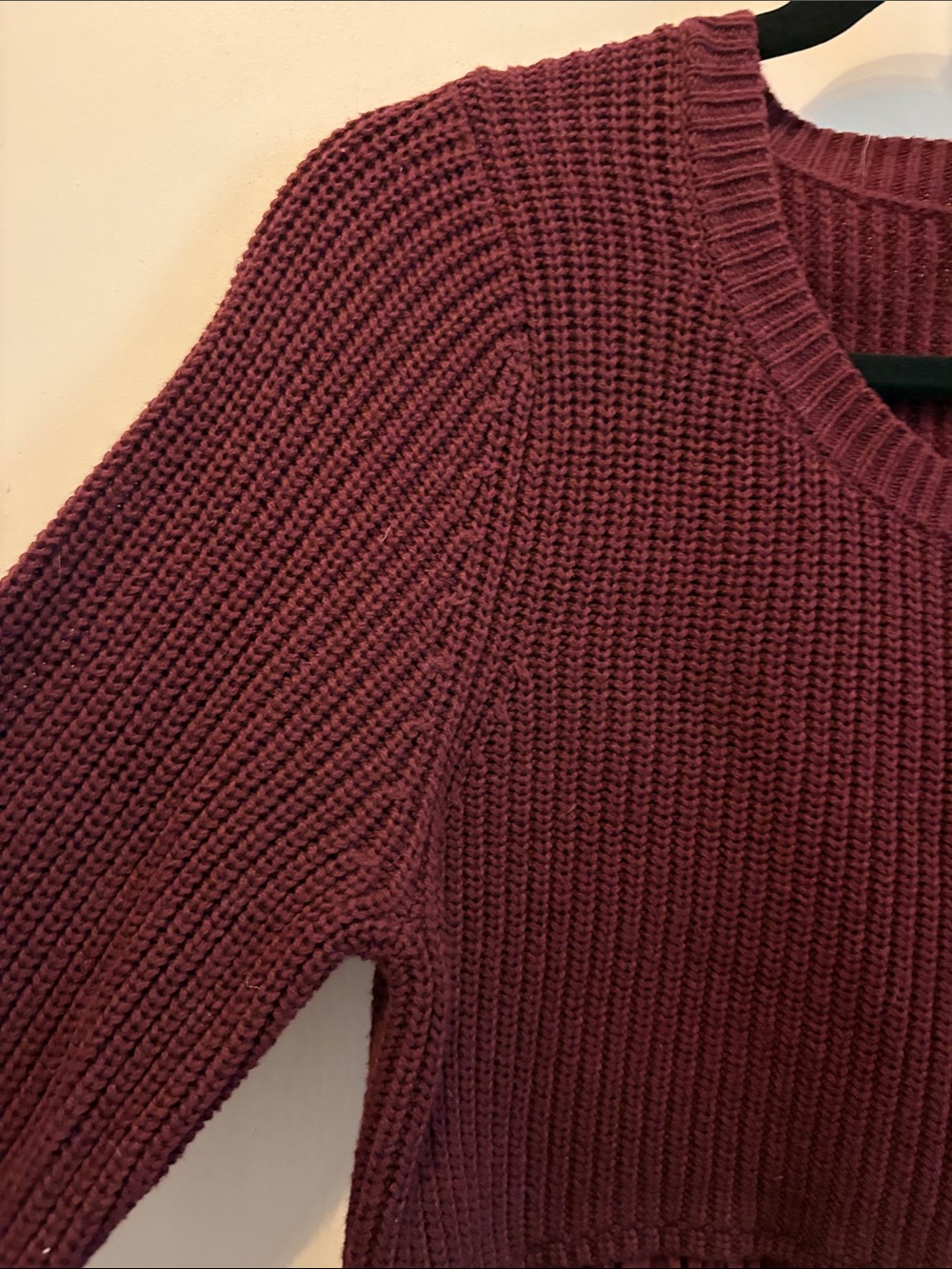 Kimchi Blue Urban Outfitters Babydoll Knit Sweater Top SZ L Wine Boho Chic - Picture 6 of 7
